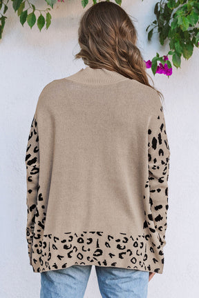 Feeling Sassy And Fierce Khaki Printed Oversized Sweater Top