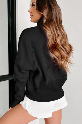 Cozy Retreat Black Zip Up Sweatshirt