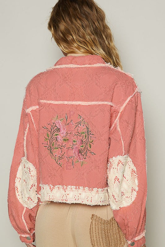 Outdoor Adventurer Pink Crocheted/Embroidered Jacket