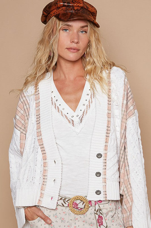 New Found Love  Plaid V-Neck Cardigan