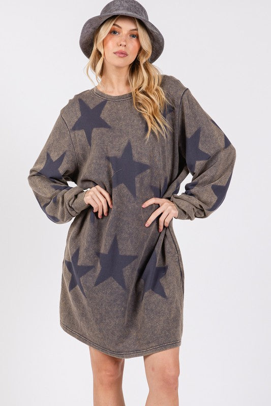 Catch A Star Print Round Neck Dress