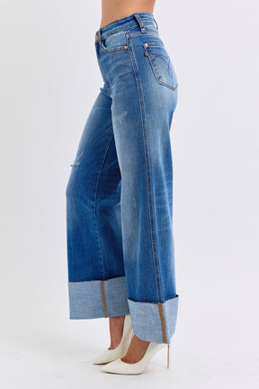 Harper Distressed High Waist Wide Leg Jeans