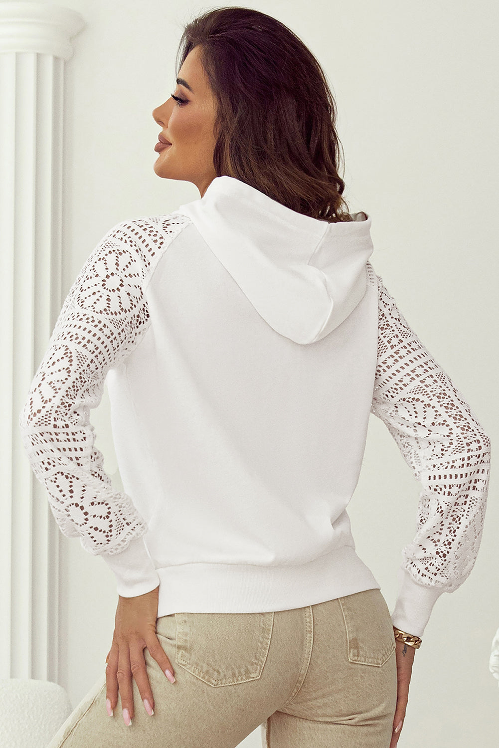 Make It To Forever White Lace Hoodie Top