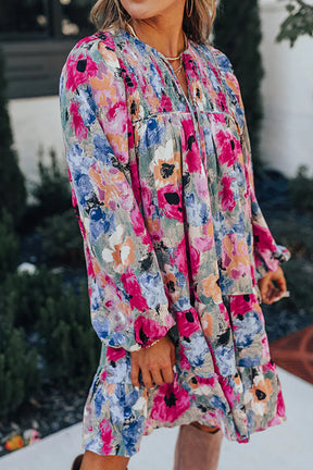 Slay The Bloom Floral Bubble Sleeve Shift Dress