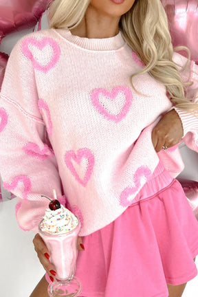 I'll Wait Forever For You Heart Printed High-Low Sweater Top