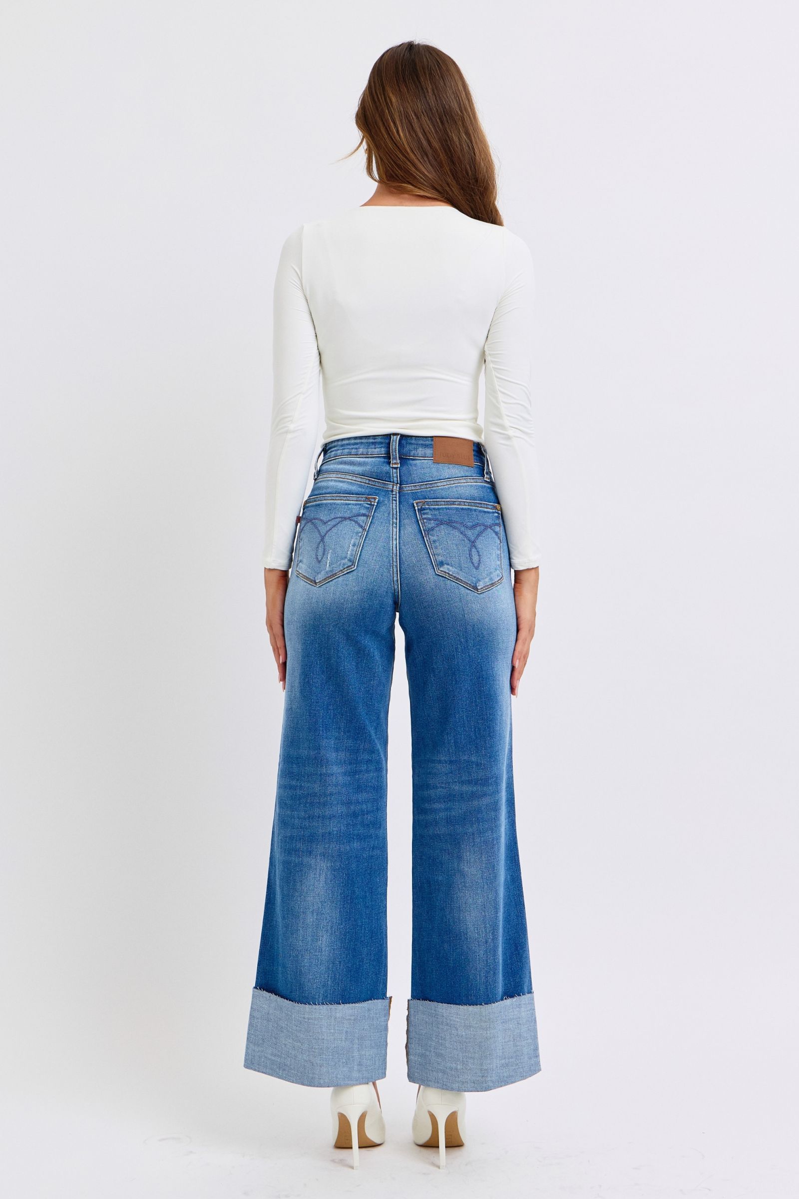 Harper Distressed High Waist Wide Leg Jeans