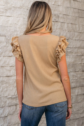 Ruffles And Grace Square Neck Textured Top