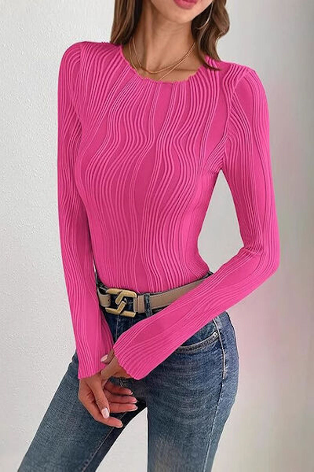 Textured Beauty  Long Sleeve Top (5 Colors)