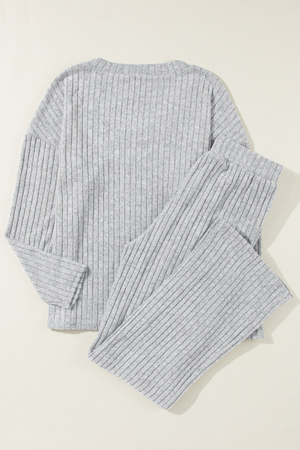 Lounge Mode Grey Ribbed Slouchy Two-piece Set