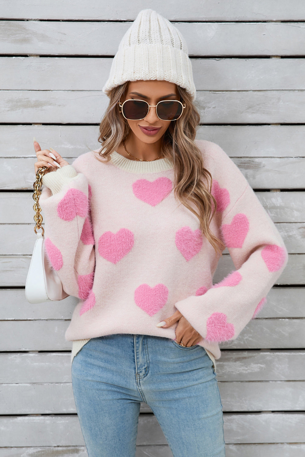 You Make My Heart Skip A Beat Heart Printed Sweater Top (2 Colors)