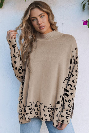 Feeling Sassy And Fierce Khaki Printed Oversized Sweater Top