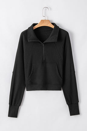 Cozy Retreat Black Zip Up Sweatshirt