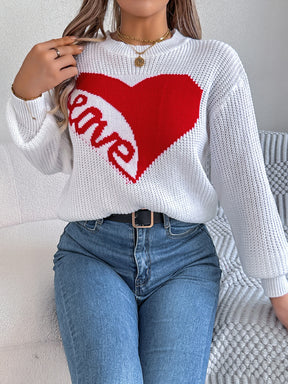 I Love You More Heart Printed Sweater Top (3 Colors)