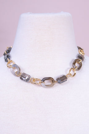 Gray/Gold Chain Link Necklace - NEK4359GR