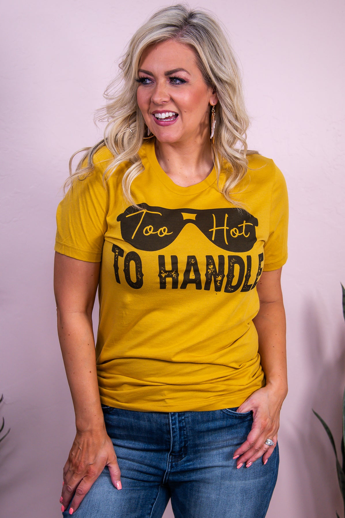 Too Hot To Handle Mustard Graphic Tee - A3455MU