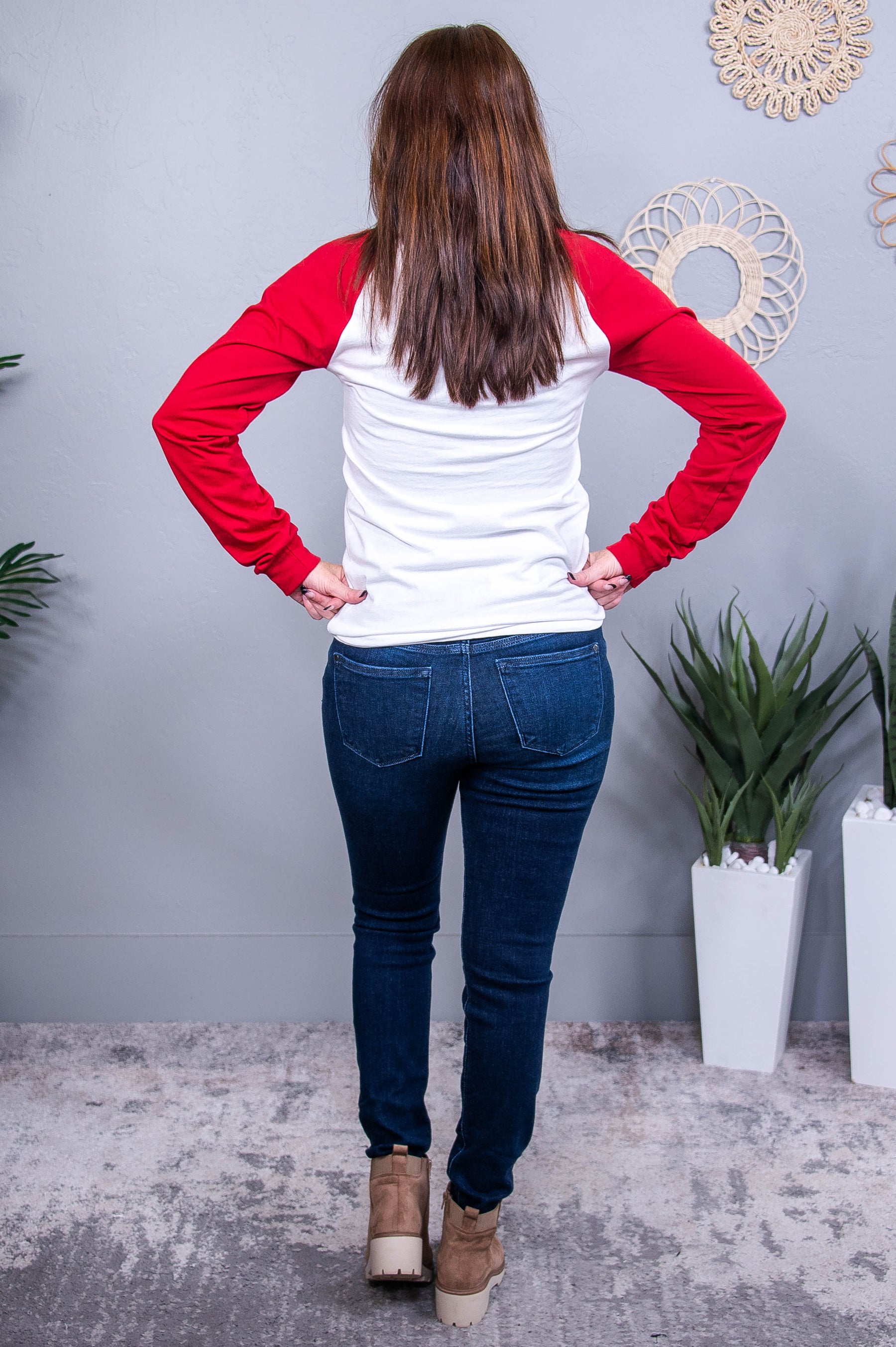 Festive White/Red Long Sleeve Graphic Tee - A3739WH