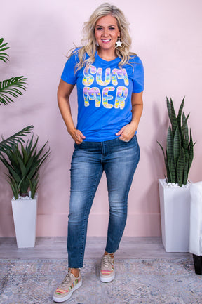 Summer Heather Columbia Blue Graphic Tee - A3458HCB