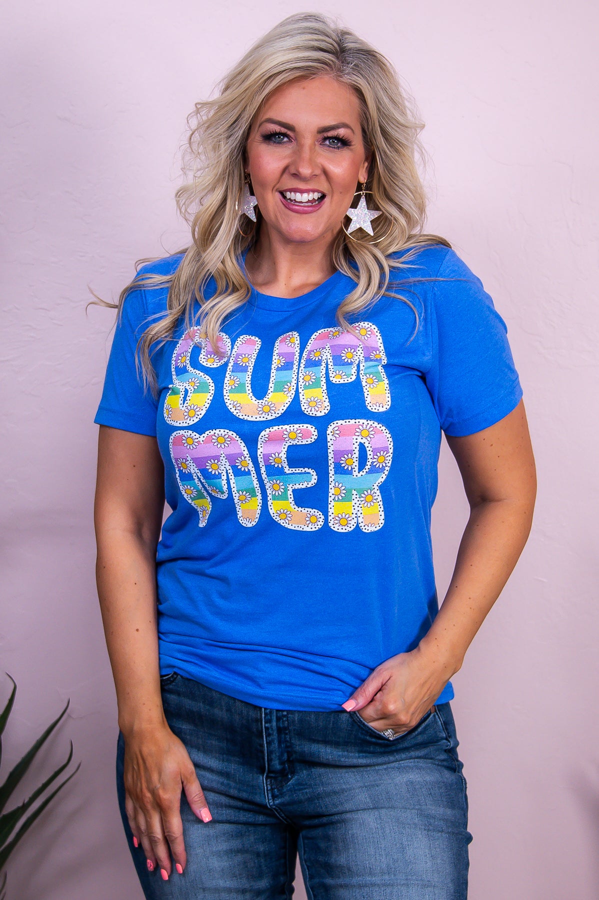 Summer Heather Columbia Blue Graphic Tee - A3458HCB