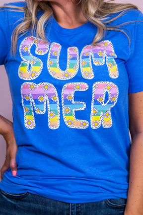 Summer Heather Columbia Blue Graphic Tee - A3458HCB