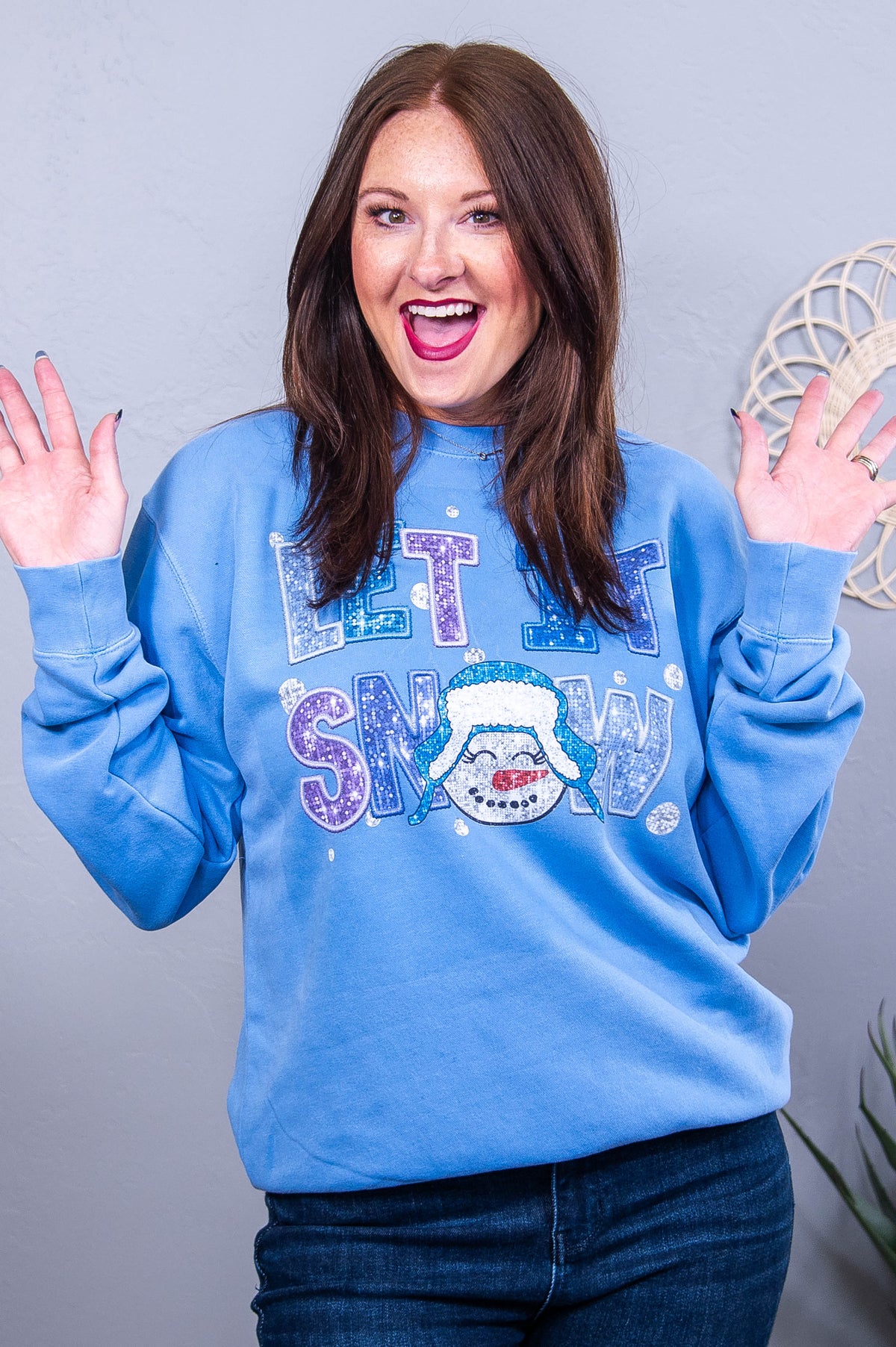 Let It Snow Light Blue Graphic Sweatshirt - A3730LBL