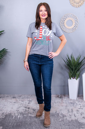 Joy To The World Premium Heather Gray Graphic Tee - A3731PHG