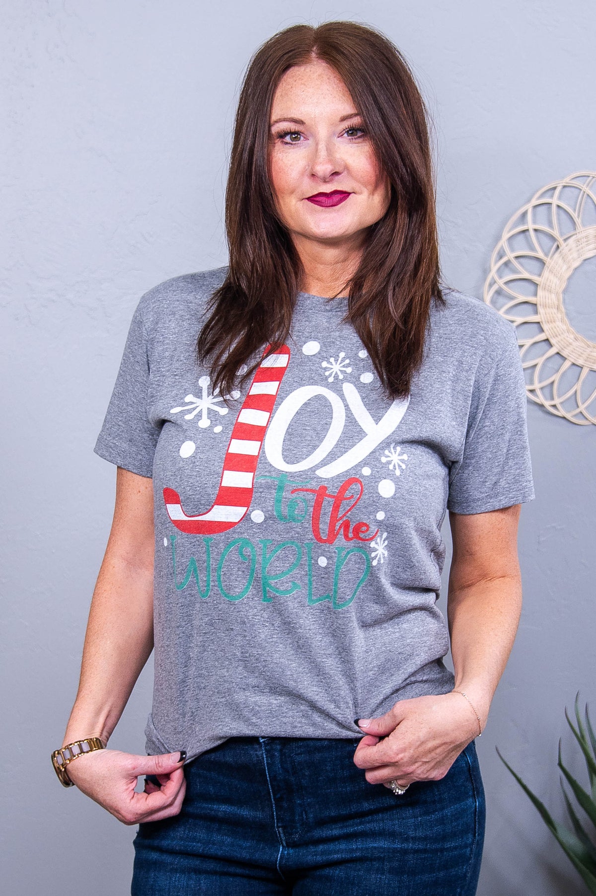 Joy To The World Premium Heather Gray Graphic Tee - A3731PHG