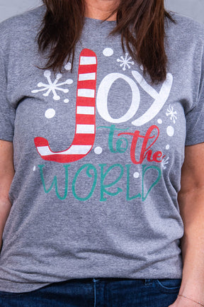 Joy To The World Premium Heather Gray Graphic Tee - A3731PHG