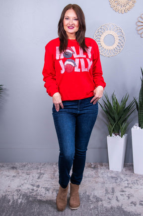 Holly Jolly Cherry Red Ornaments Graphic Sweatshirt - A3738CH