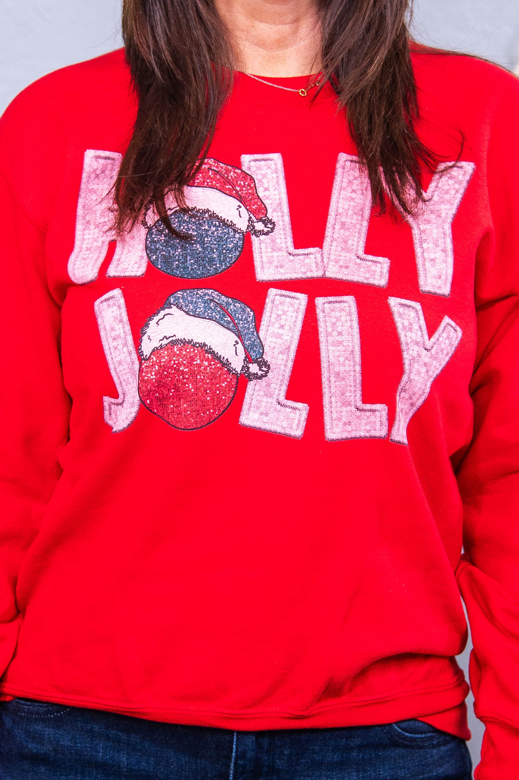 Holly Jolly Cherry Red Ornaments Graphic Sweatshirt - A3738CH