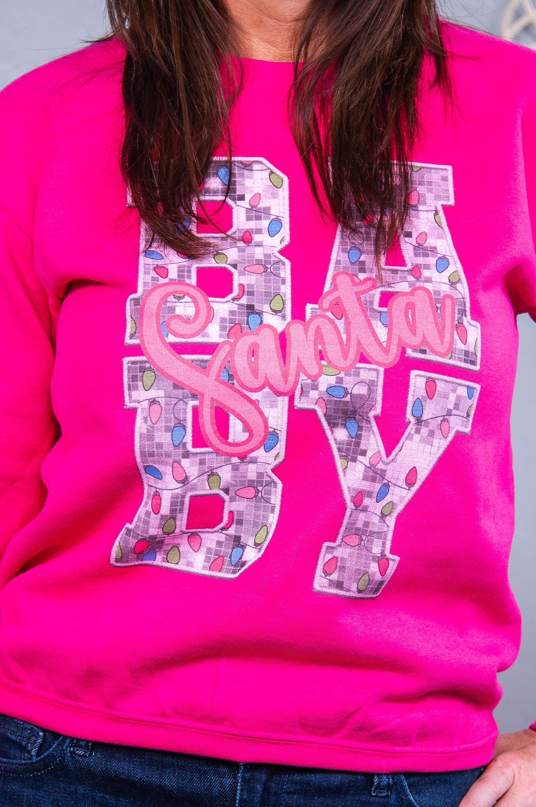 Santa Baby Heliconia/Cyber Pink Graphic Sweatshirt - A3740HCP