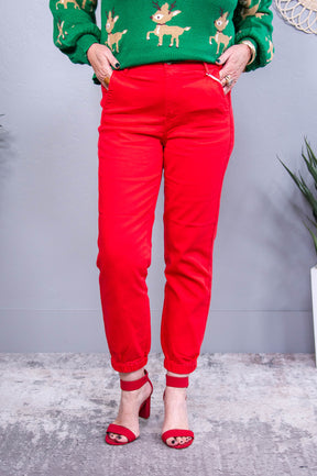 Mary Red Solid Denim Jeans - K1251RD