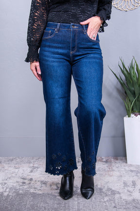 Marsha Dark Denim Embroidered Jeans - K1252DN