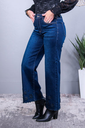 Marsha Dark Denim Embroidered Jeans - K1252DN