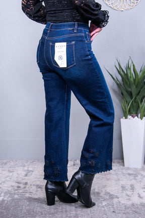 Marsha Dark Denim Embroidered Jeans - K1252DN