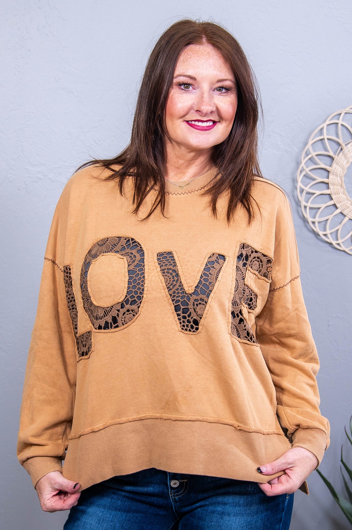 It's All About Love Camel Embroidered Top - T10637CA