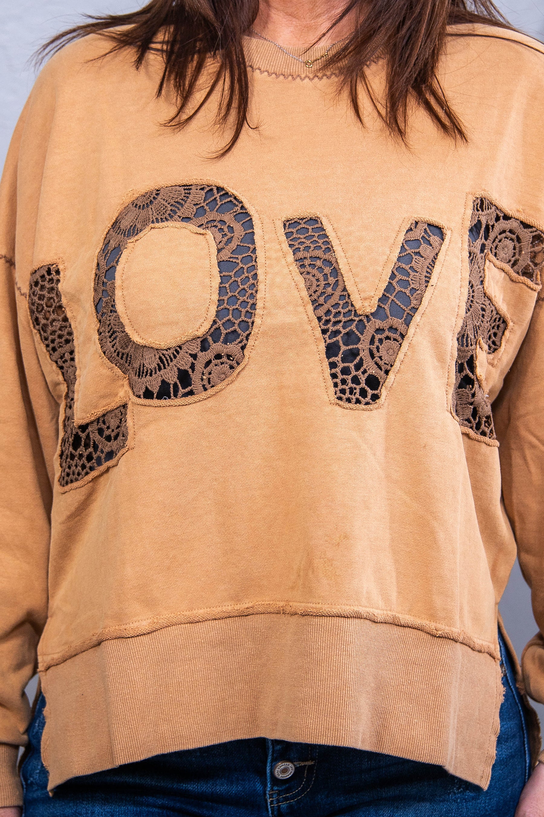 It's All About Love Camel Embroidered Top - T10637CA