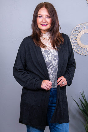 Finding My Zen Black Solid Cardigan - O5638BK