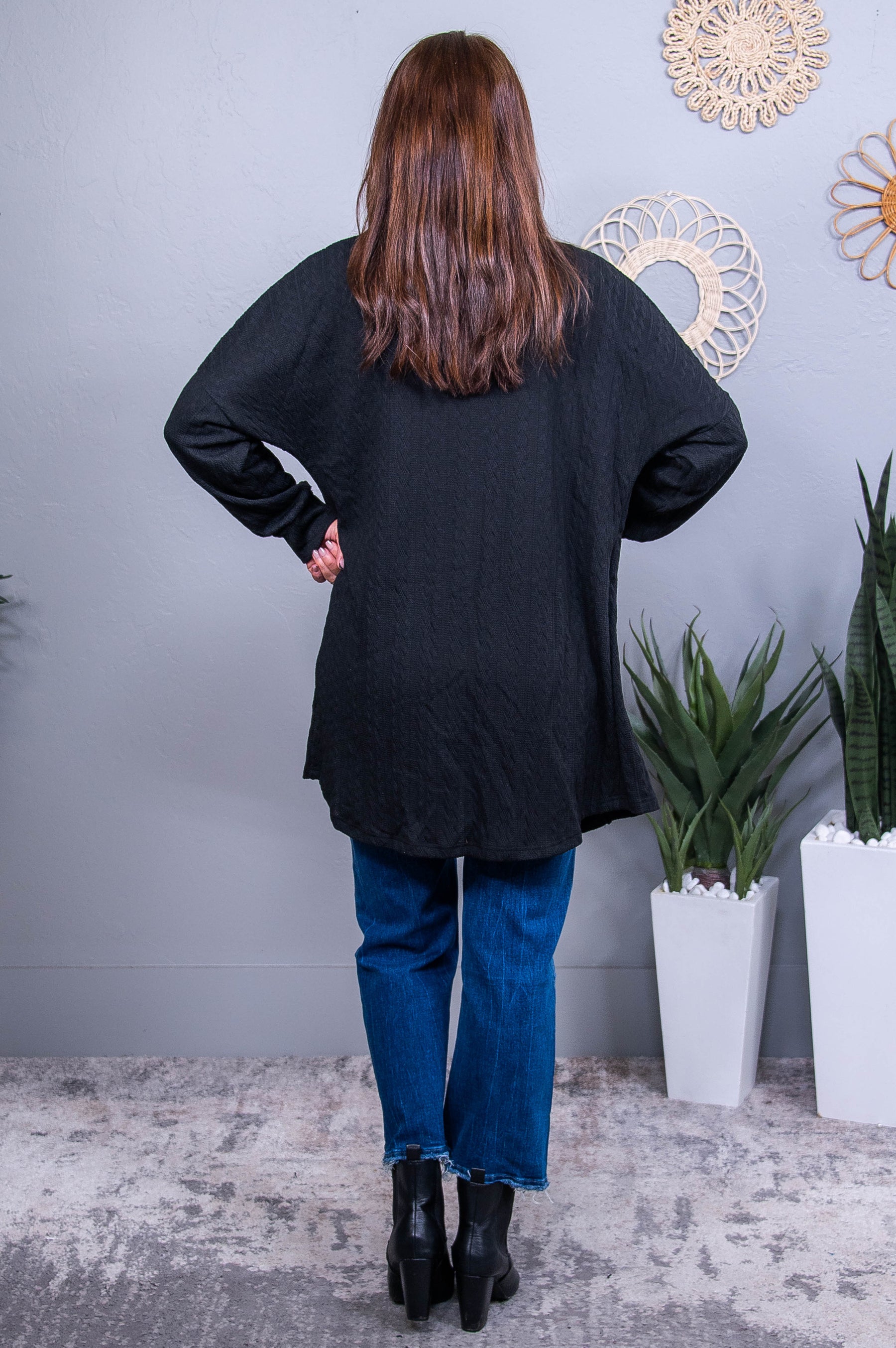 Finding My Zen Black Solid Cardigan - O5638BK