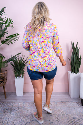 Let's Do This Blush/Multi Color/Pattern Top - T9866BS