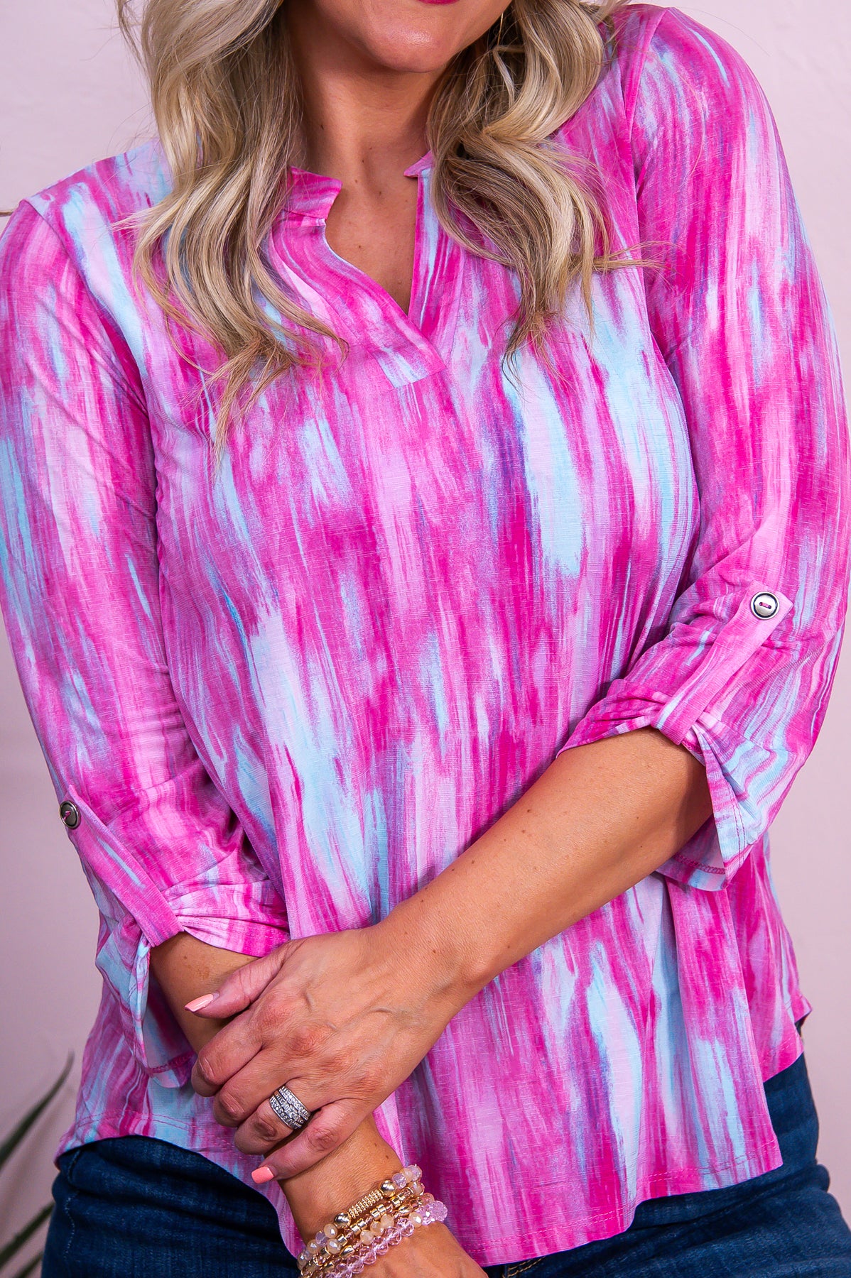 Little Ol' Me Pink/Multi Color Printed Top - T9868PK