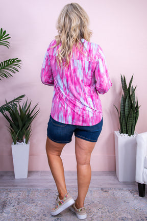 Little Ol' Me Pink/Multi Color Printed Top - T9868PK