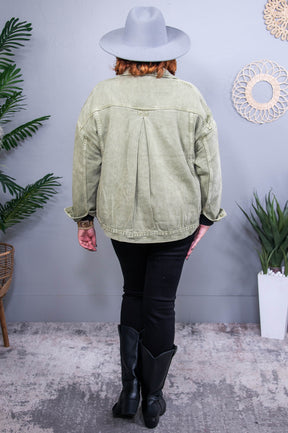 You Have To Start Somewhere Vintage Sage High-Low Jacket - O5648VSG