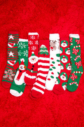 Christmas Fuzzy Long Socks - CSOC114