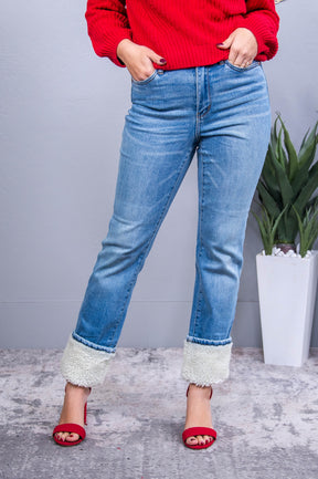 Elsa Medium Denim Sherpa Jeans - K1260DN