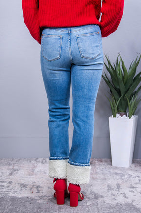 Elsa Medium Denim Sherpa Jeans - K1260DN