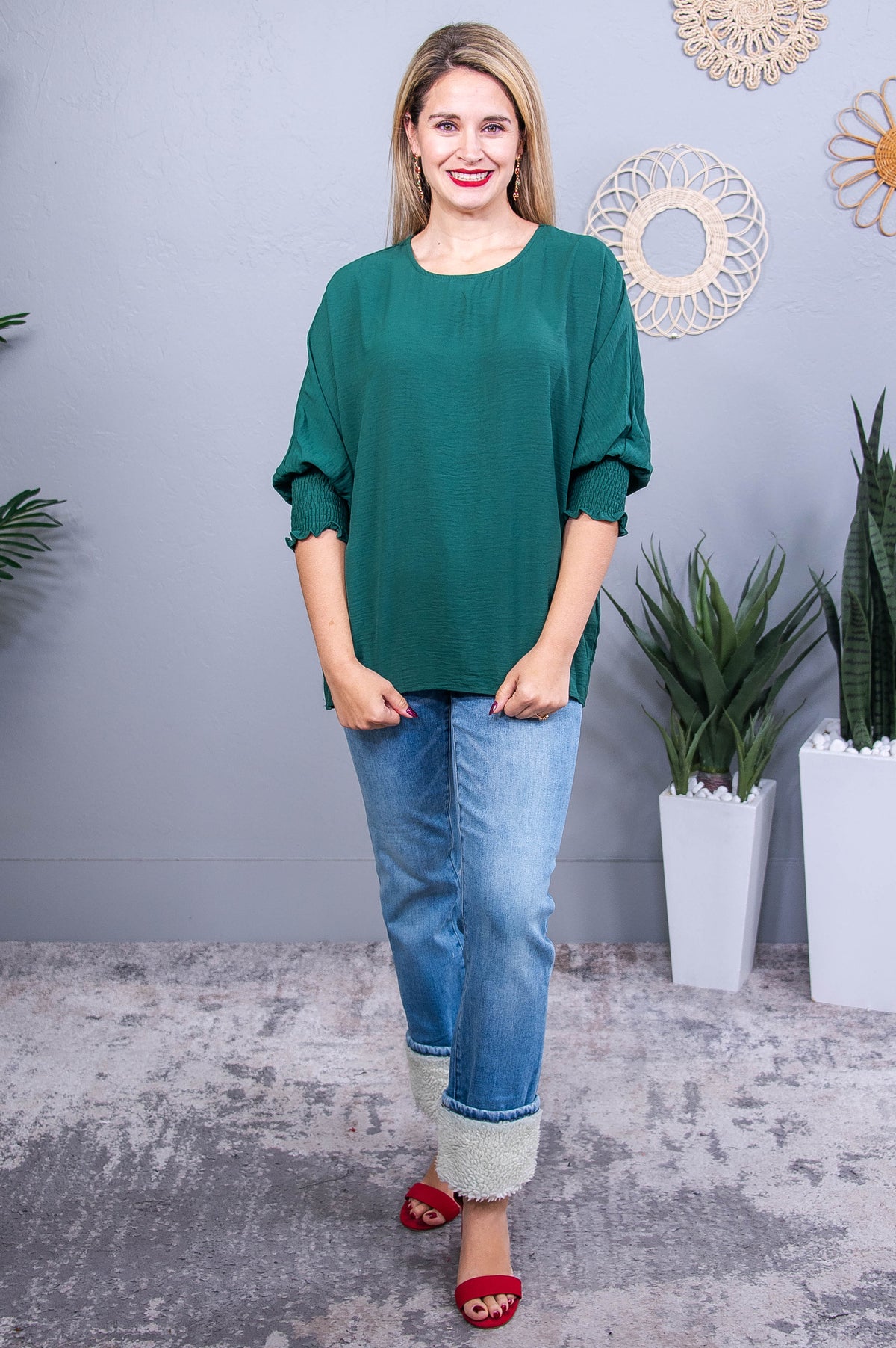 Currently In Love Dark Green Solid Top - T10689DGN