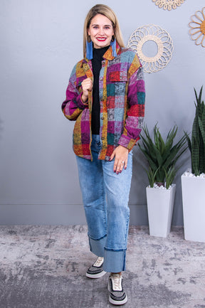 Ready For Cool Weather Multi Color Checkered Jacket - O5652MU