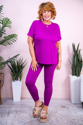 Caribbean Secrets Light Plum Solid Top/Legging (2-Piece Set) - T9878PL