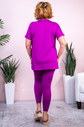 Caribbean Secrets Light Plum Solid Top/Legging (2-Piece Set) - T9878PL