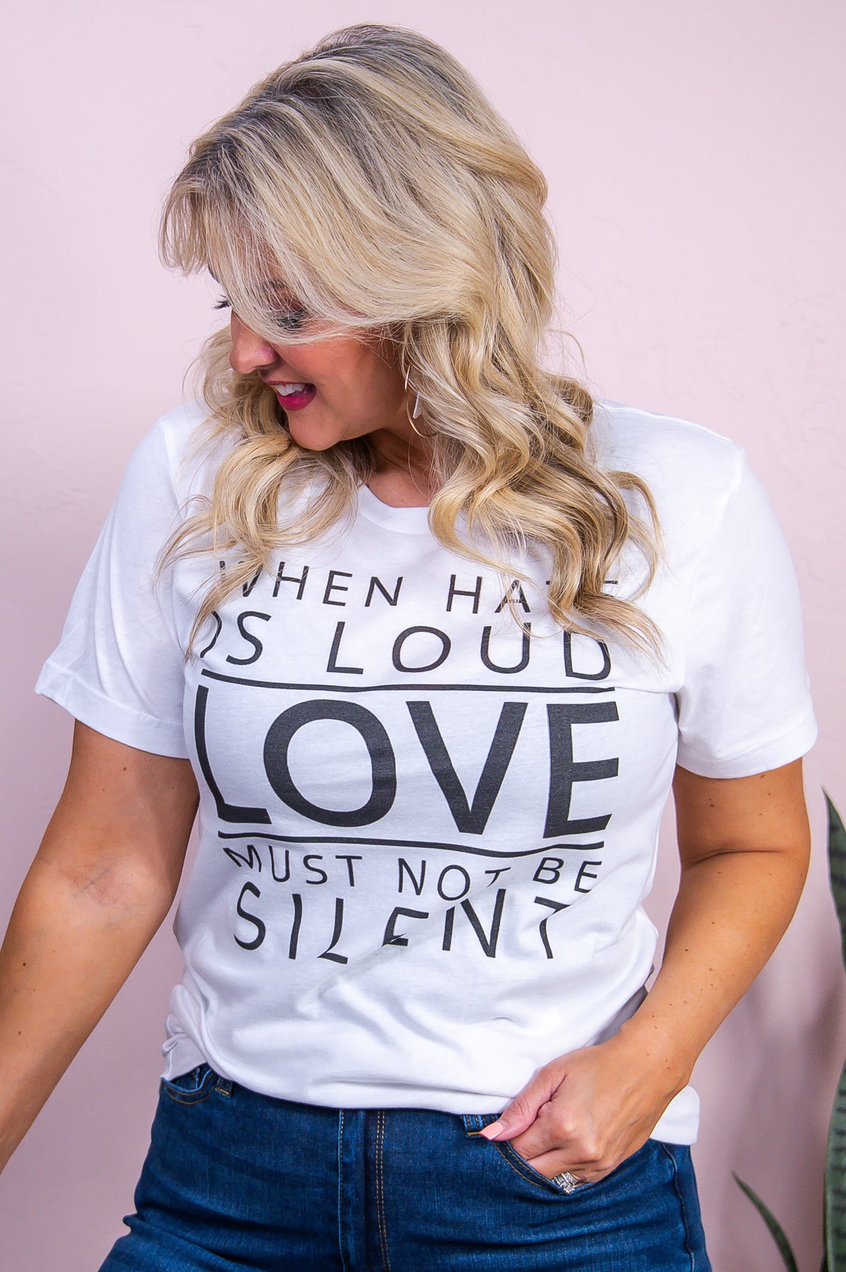 Love Must Not Be Silent White Graphic Tee - A3462WH